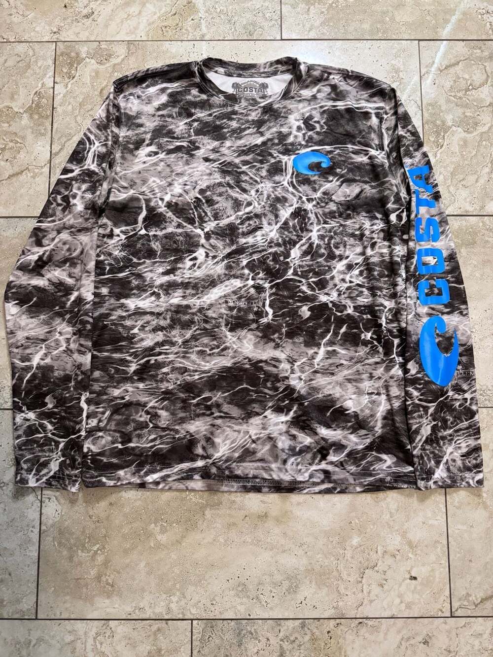 Costa Del Mar Long Sleeve Shirt Size S Black White Water Print